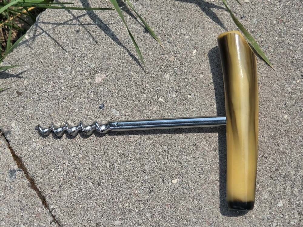 Vtg Marbled Bakelite Faux Horn T-Handle Wine Corkscrew Barware - Picture 6 of 7